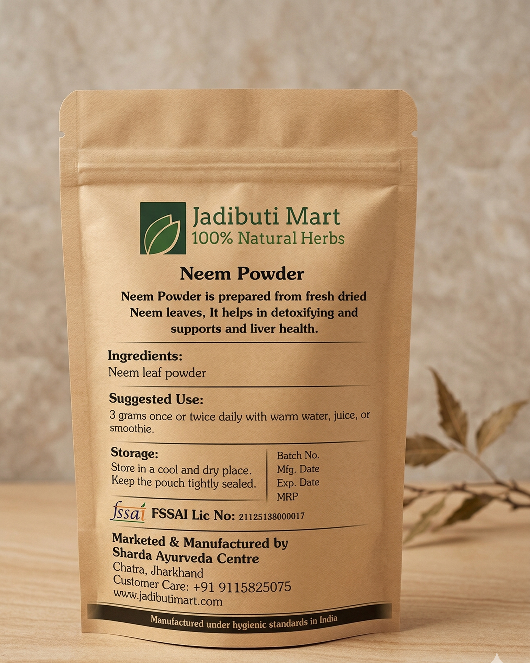 Neem Powder 100g 100% Natural, For Face Pack, Hair Care and Edible Use, Anti Acne, Skin Purifier