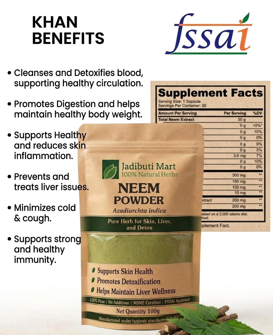 Neem Powder 100g 100% Natural, For Face Pack, Hair Care and Edible Use, Anti Acne, Skin Purifier